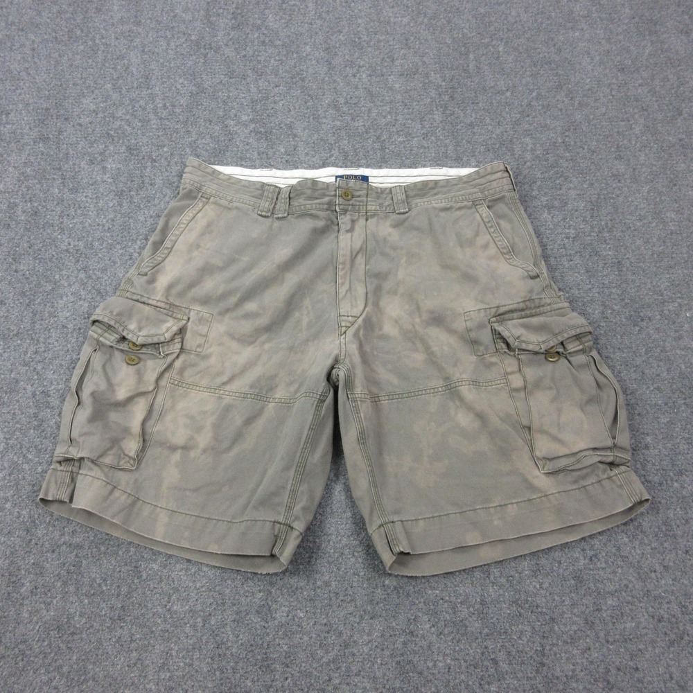 Polo Ralph Lauren Cargo Shorts Mens 40 Beige Cotton Bleach Dyed Tie Dye